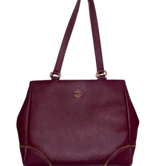 GLASS LADDER & Co. “Michelle” Medium Tote Bag Shoulder Bag in Burgundy & Gold - Picture 3 of 10